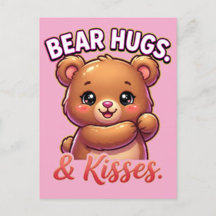 Postal Oso Cute de San Valentín – Abrazos y Besos de Oso