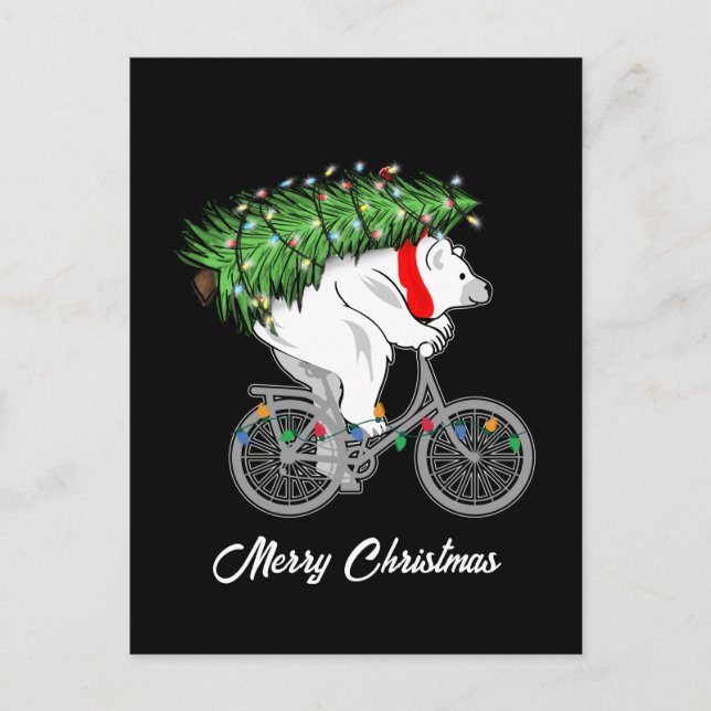 Postal Oso Cuto Con Regalo De Árbol De Navidad Para Cicli (Anverso)