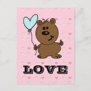Postal Oso de amor difundiendo amor