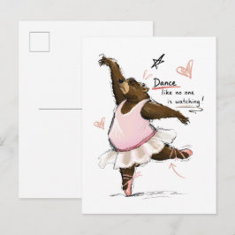 Postal Oso de ballet divertido bailando como si nadie est