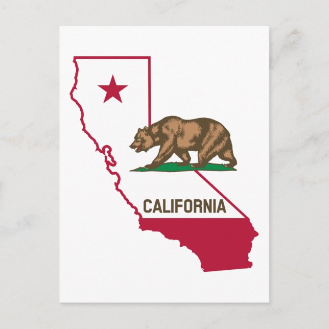 Postal Oso de bandera de California (Anverso)