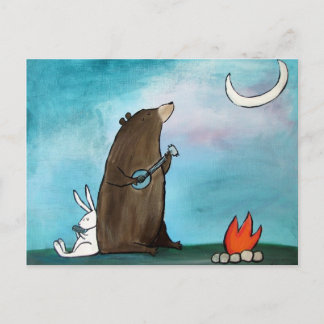 Postal Oso de camping Whimsical Storybook Art