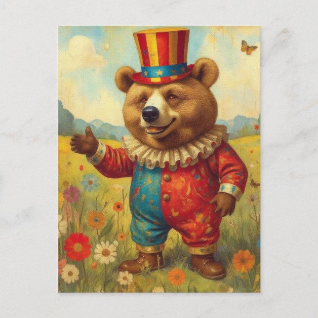 Postal Oso de circo adorable (Anverso)