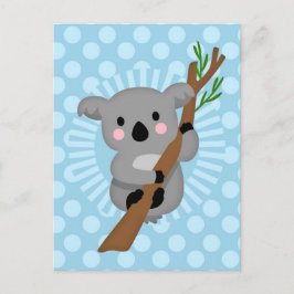 Postal Oso de Koala Cute - Punto de Polka Azul