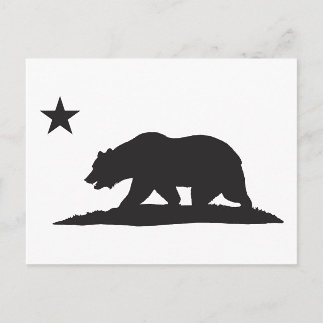 Postal Oso de la República de California - Negro (Anverso)