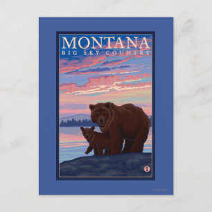 Postal Oso de MontanaMomma y viaje del vintage de Cub