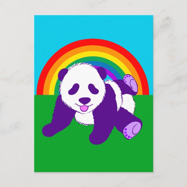 Postal Oso de panda arco iris (Anverso)