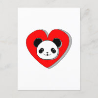 Oso De Panda Y Dibujo De Corazón Rojo