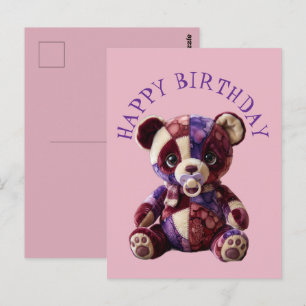 Postal Oso de patchwork suave y acogedor
