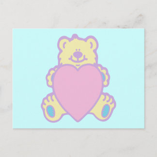 Postal Oso de peluche adorable corazón de amor