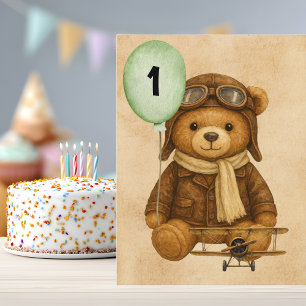 Postal Oso de peluche Avión antiguo Lindo Caprichoso Pers