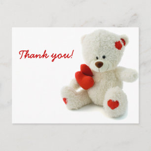 Postal Oso de peluche blanco suave con corazón