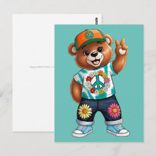 Postal Oso de peluche con traje tranquilo casual 1
