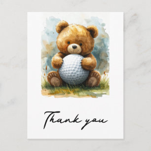 Postal Oso de peluche de bebé niño de golf sosteniendo pe