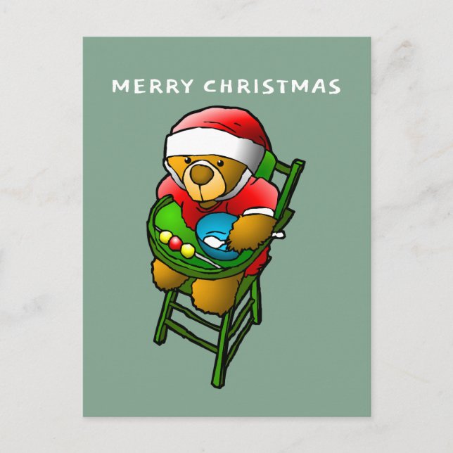 Postal Oso de peluche de Santa (Anverso)