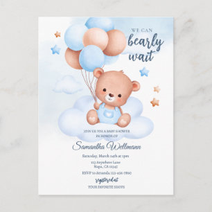 Postal Oso de peluche Niño Baño Acuarela Personalizable