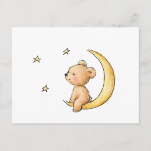 Postal oso de peluche observando las estrellas
