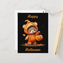 Oso de peluche recortado en papel de Halloween lin