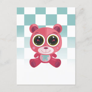 Postal Oso de peluche - Rosa de ojos de estrella