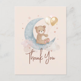 Postal Oso de peluche sobre la luna, agradecimiento por b