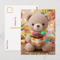 Oso de peluche tejido con S'more | Decir hola