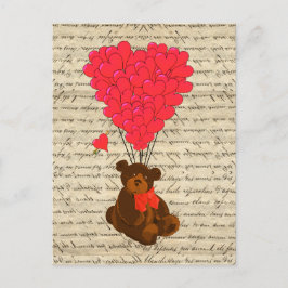 Postal Oso de peluche y corazón