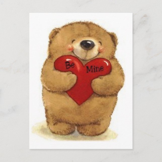 Postal Oso De Teddy Con Corazón De 'Sé Mío' (Anverso)