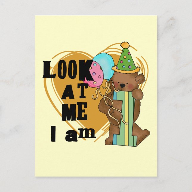 Postal Oso de Teddy Soy camisetas de cumpleaños y regalos (Anverso)