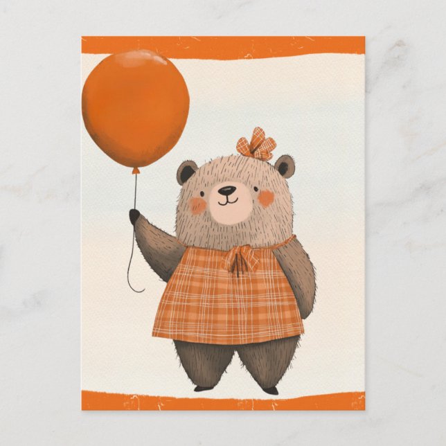 Postal Oso de vestir de naranja con barra de pelo (Anverso)