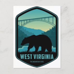 Postal Oso de vintage patriótico de Virginia Occidental