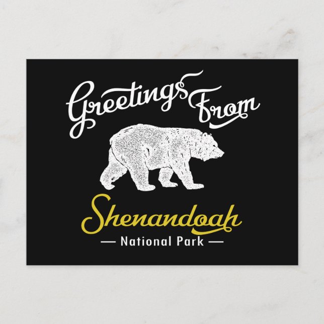 Postal Oso del Parque Nacional Shenandoah (Anverso)