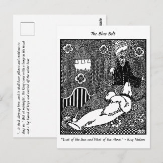 Postal Oso durmiente y dibujo vintage del Rey de Arabia