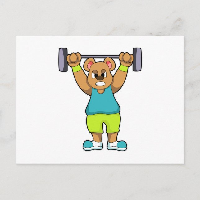 Postal Oso en Bodybuilding con Barbell (Anverso)