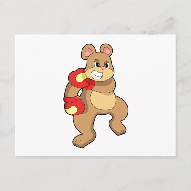 Postal Oso en boxeo con guantes de boxeo (Anverso)