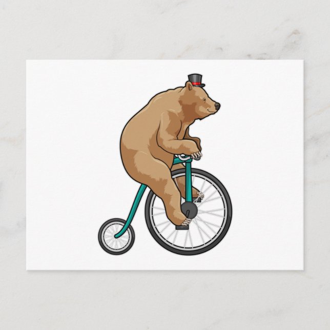 Postal Oso en circo con bicicleta (Anverso)