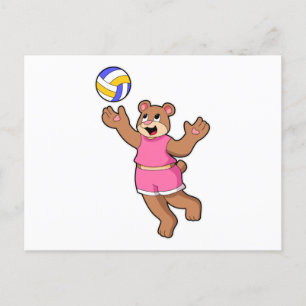 Postal Oso en deportes de voleibol