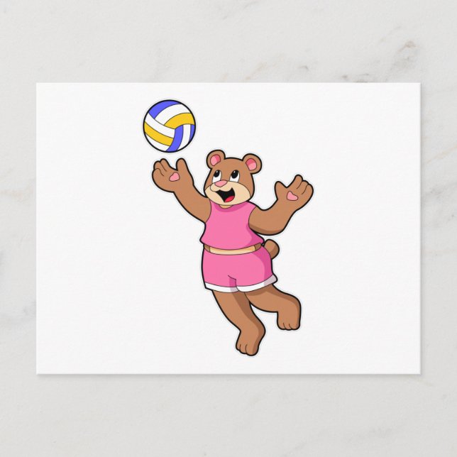 Postal Oso en deportes de voleibol (Anverso)