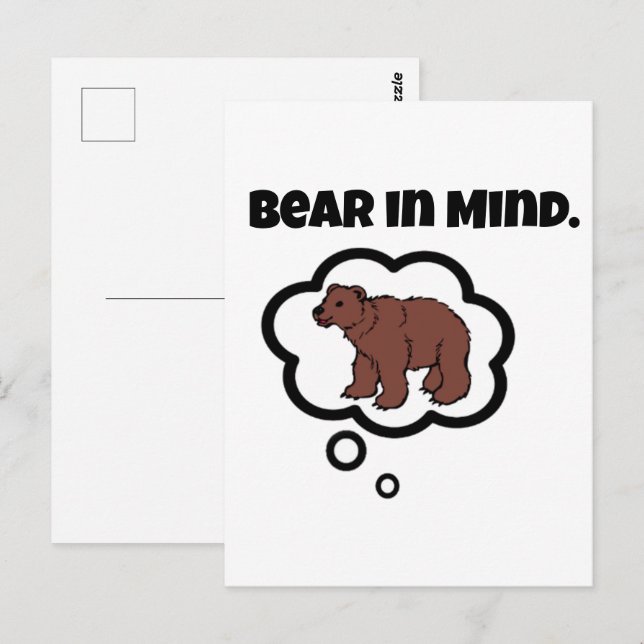 Postal Oso en mente - Funny Pun Personalizado diseño de o (Anverso / Reverso)
