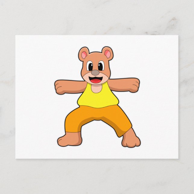Postal Oso en yoga en postura de pie (Anverso)
