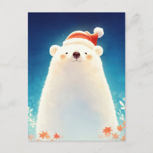 Postal Oso Feliz de Navidad con Gorro de Santa