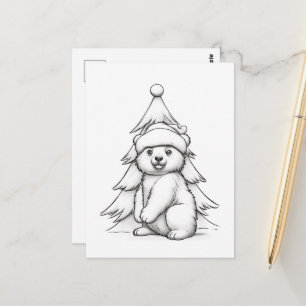Postal Oso festivo para colorear para niños