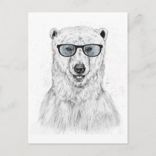 Postal Oso geek (azul)