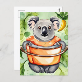 Postal Oso Koala lindo cocinando una cena, Postcross
