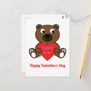Postal Oso lindo Corazón amor Día de San Valentín texto p