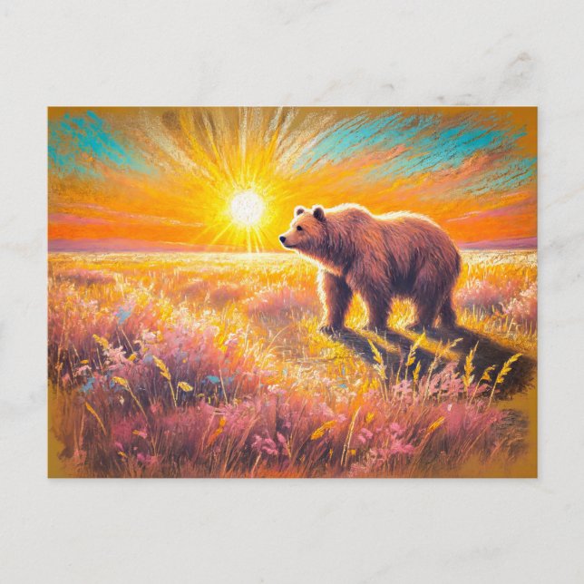Postal Oso marrón: arte de Pastel de sol Pastel (Anverso)