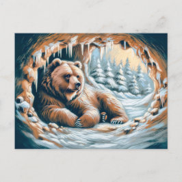 Postal Oso marrón en el dibujo de la cueva de invierno Pa