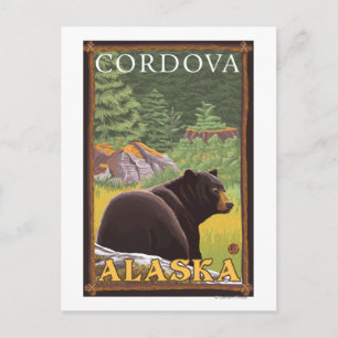 Postal Oso Negro en el bosque - Córdova, Alaska