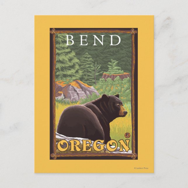 Postal Oso negro en el bosque - curva, Oregon (Anverso)