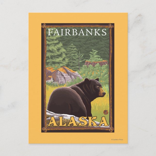 Postal Oso Negro en el bosque - Fairbanks, Alaska (Anverso)