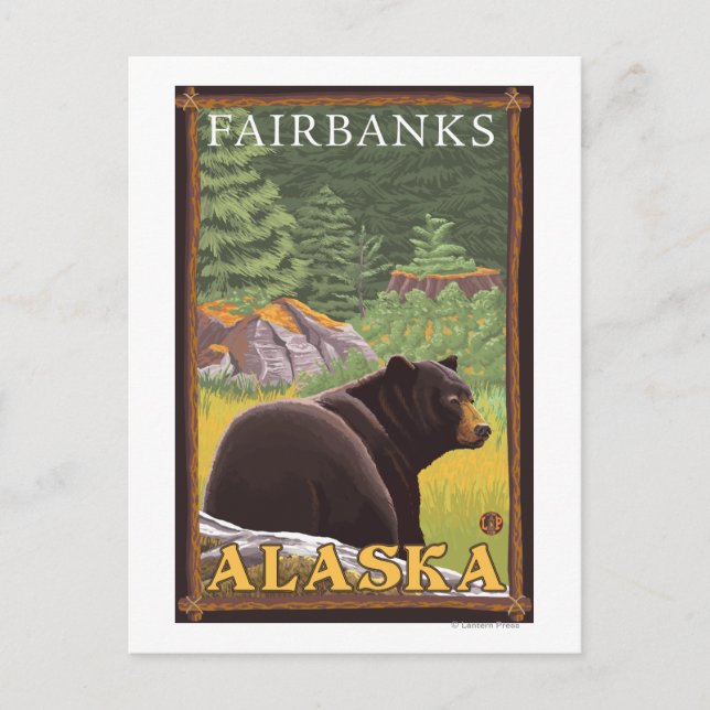 Postal Oso Negro en el bosque - Fairbanks, Alaska (Anverso)